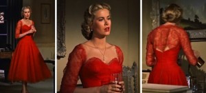 Grace Kelly's stunning red dress in Hitchcock's "Dial M For Murder".