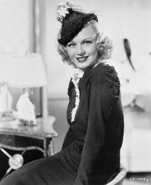 Ginger Rogers Wearing a Black Lace Hat